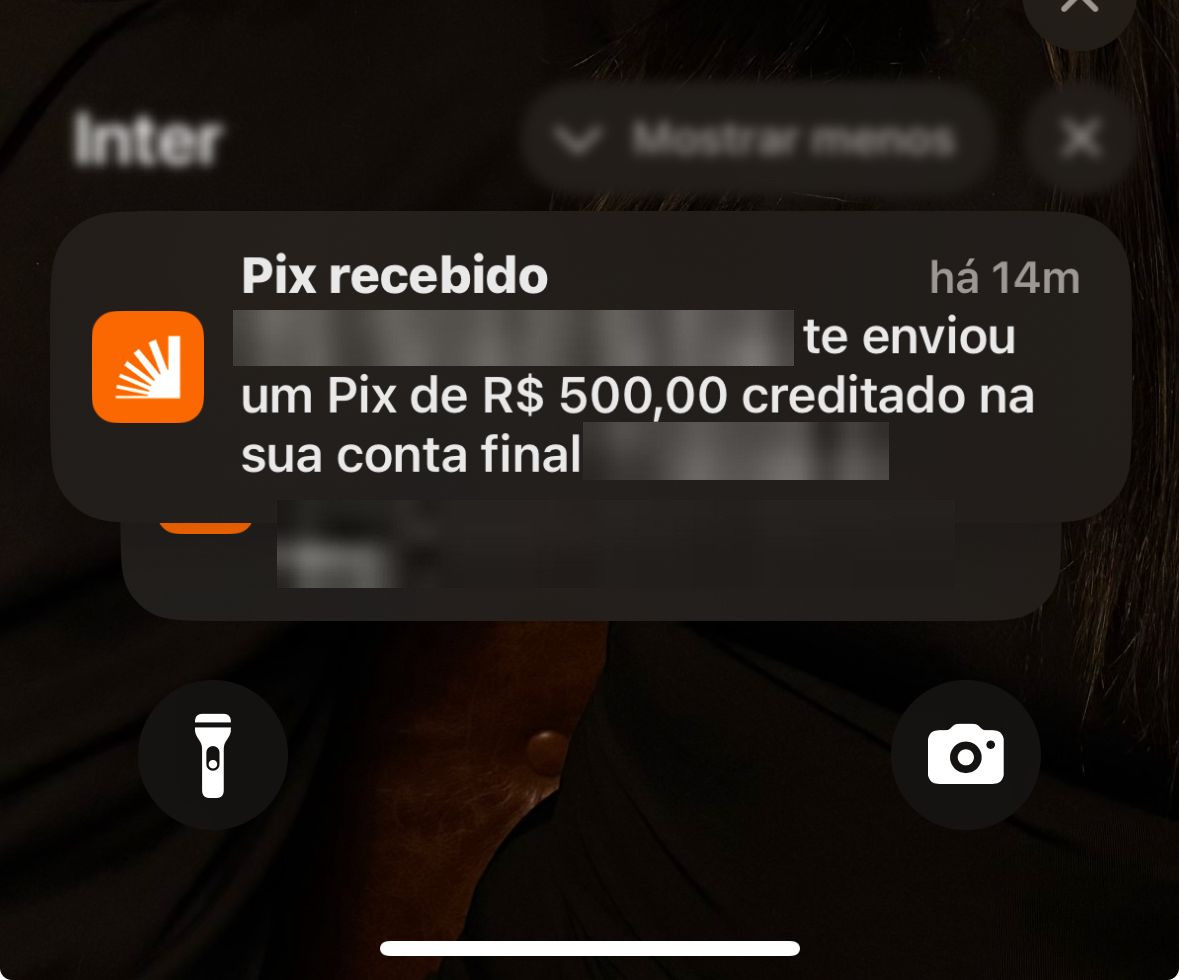 Print no grupo IA BUSINESS 3, 04/06, 19h57: “Pix recebido · te enviou um Pix de R$ 500,00 · Primeira parcela do cliente paga 🙏🏻”