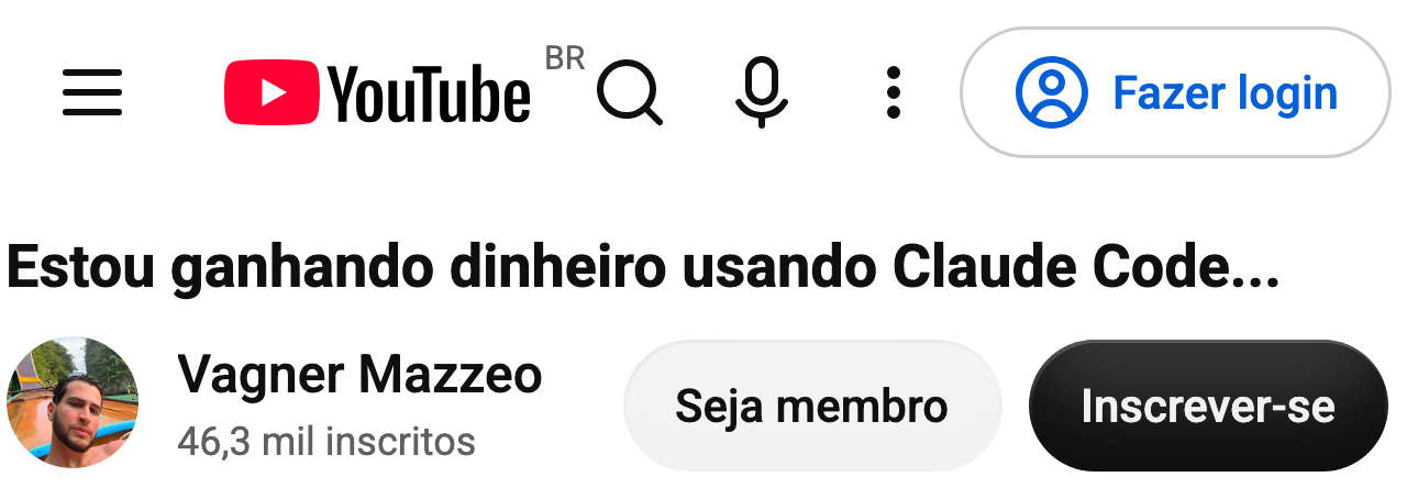 Captura do comentário de @GustavoSardeque no YouTube, no vídeo “Estou ganhando dinheiro usando Claude Code...”, do canal Vagner Mazzeo: “Eu achava que tava em uma mina de ouro, mas a coisa evoluiu muito rápido, tô perdidasso nesse negócio de Claude, IA e SaaS […] · Fica tranquilo bro, é normal se sentir atrasado!”