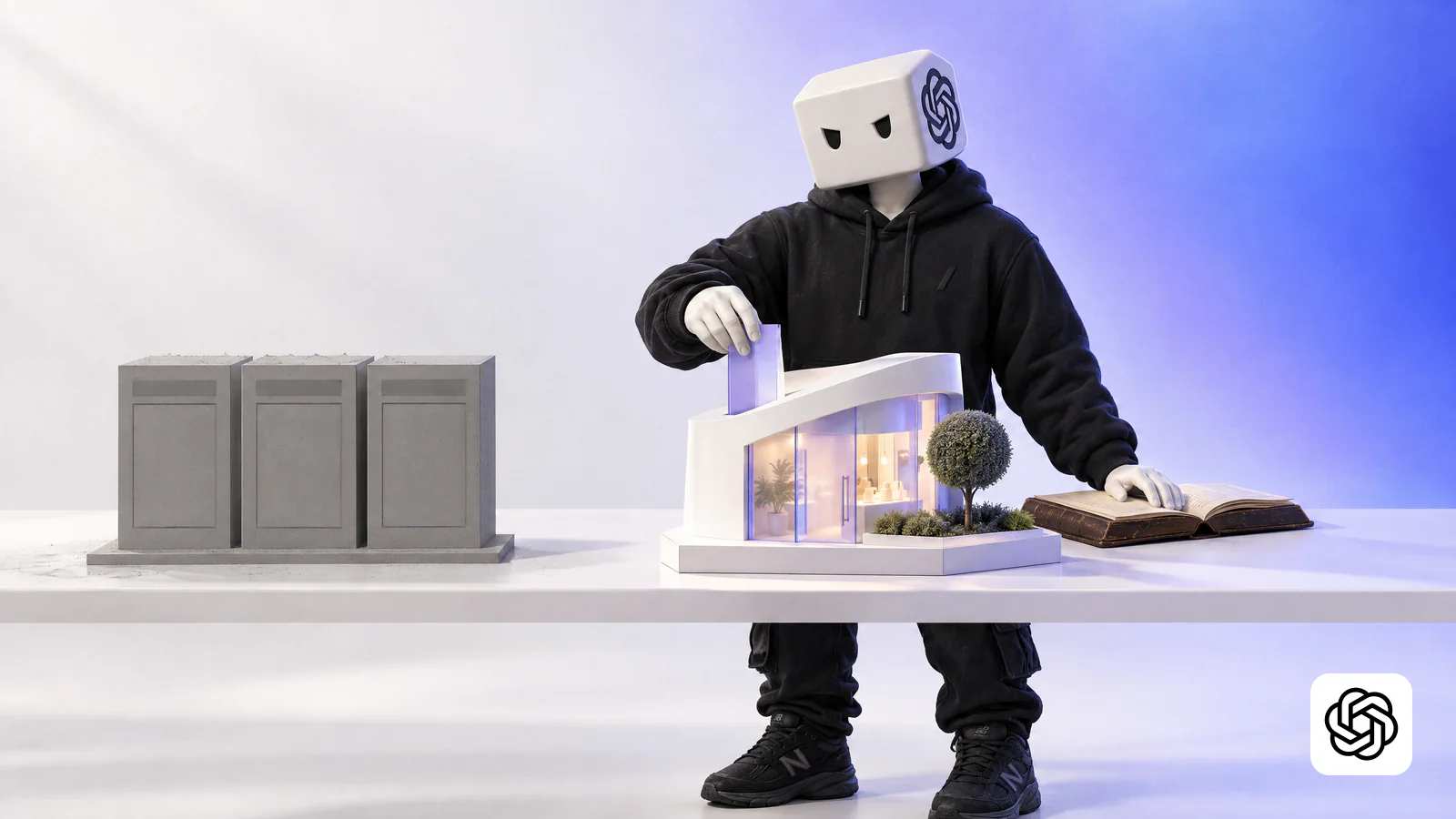 De um lado, a maquete genérica de três caixas iguais; do outro, a loja sob medida que o Gepetinho monta com a skill