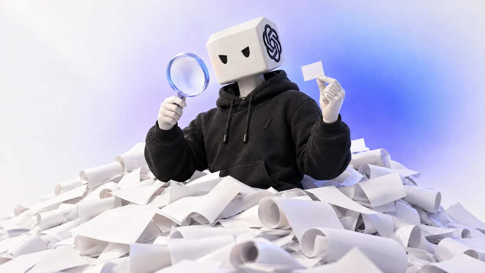 O Gepetinho, enterrado numa montanha de papel, mostra o cartãozinho que só precisava de um ajuste